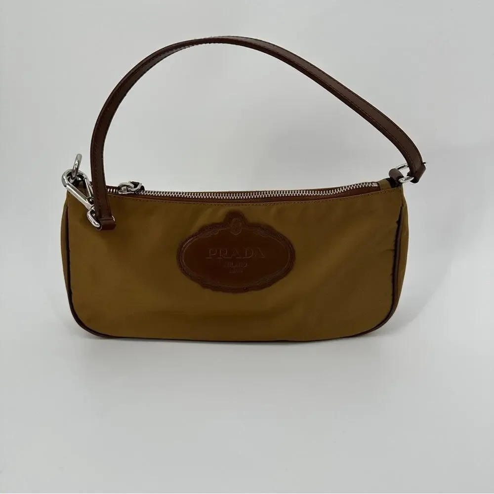 SALE!!!!!!Prada Vintage Mini Nylon Brown Logo Shoulder Bag - Picture 4 of 13